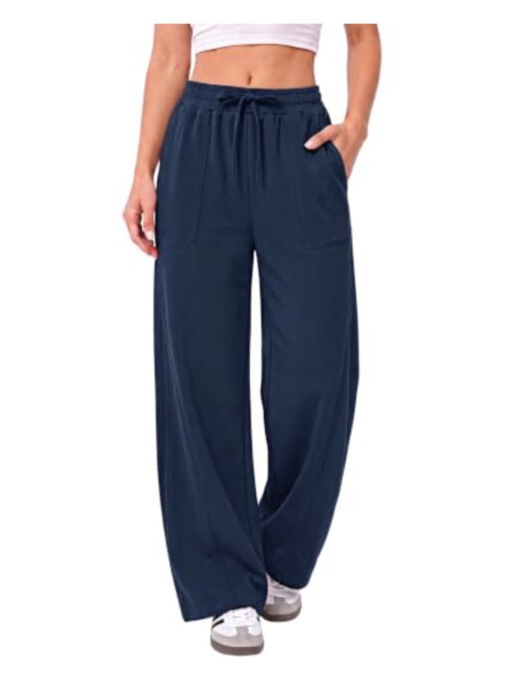 Wide Leg Sweatpants Fleece Lined Drawstring Joggers